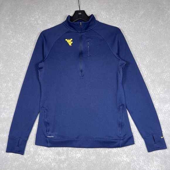 Vintage Nike Sweatshirt Womens Size Medium Navy Blue West Virginia Half Zip 1765 - Picture 1 of 13